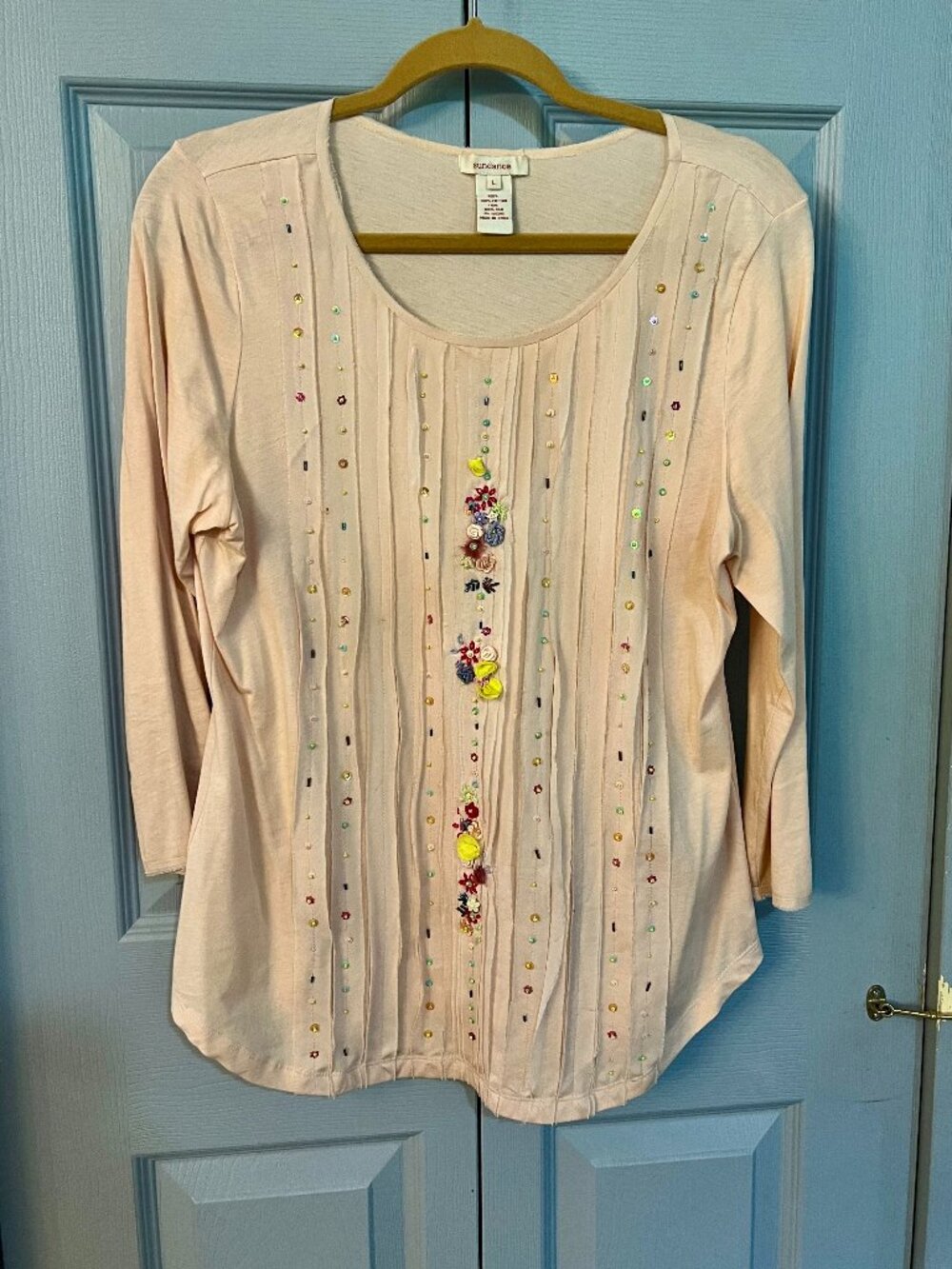 Sundance Top, Silk Ribbon Embroidered, Buttons, Beading & Tucked.